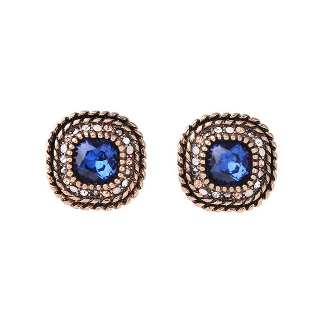 Blue Crystal Stud Earrings